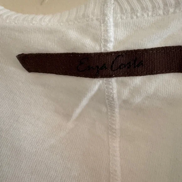 Enza Costa Cotton White V-Neck Long Sleeve Top M - Picture 3 of 3